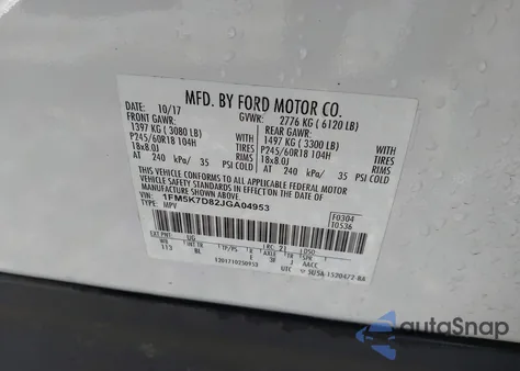 2018 Ford Explorer Xlt from USA, damaged, VIN 1FM5K7D82JGA04953